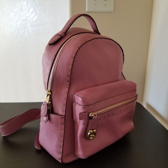 Coach Pink Leather Backpack - Picture 3 of 10